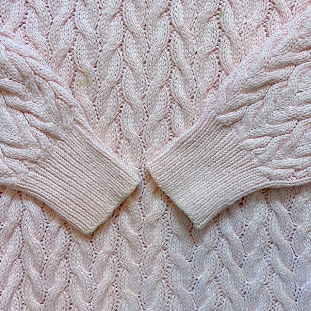 Lovely Pink Long Sleeve Cable Knit Sweater - Picture 9 of 13